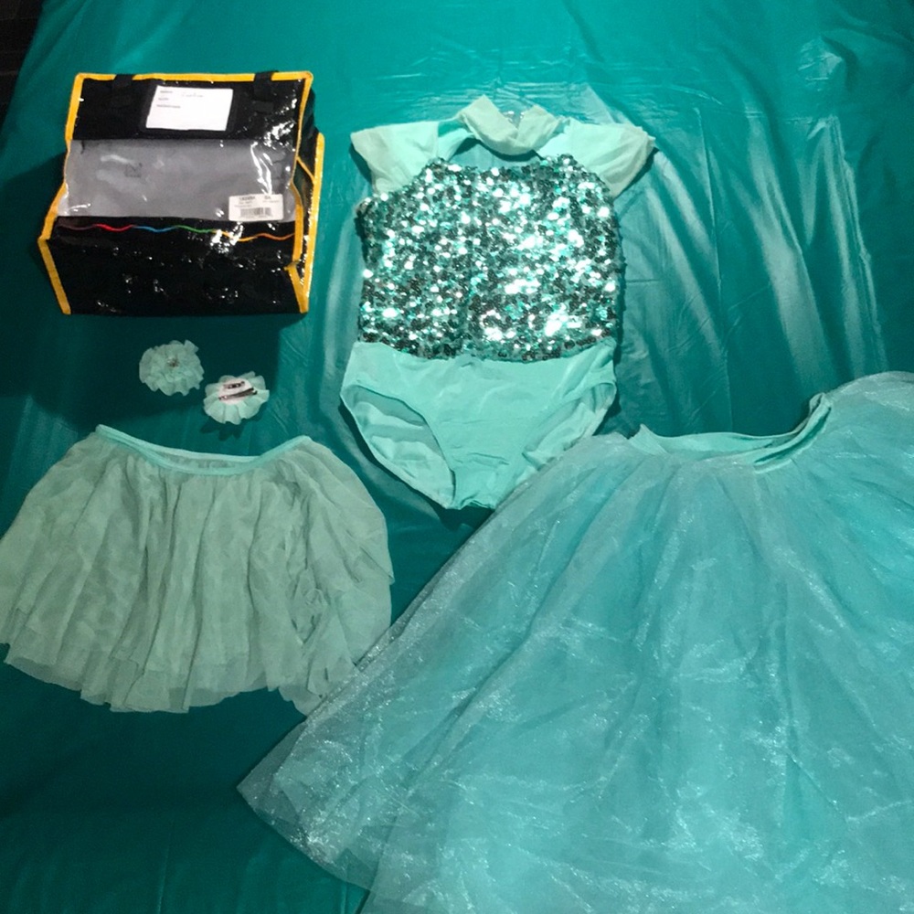 mint green three piece dance costume